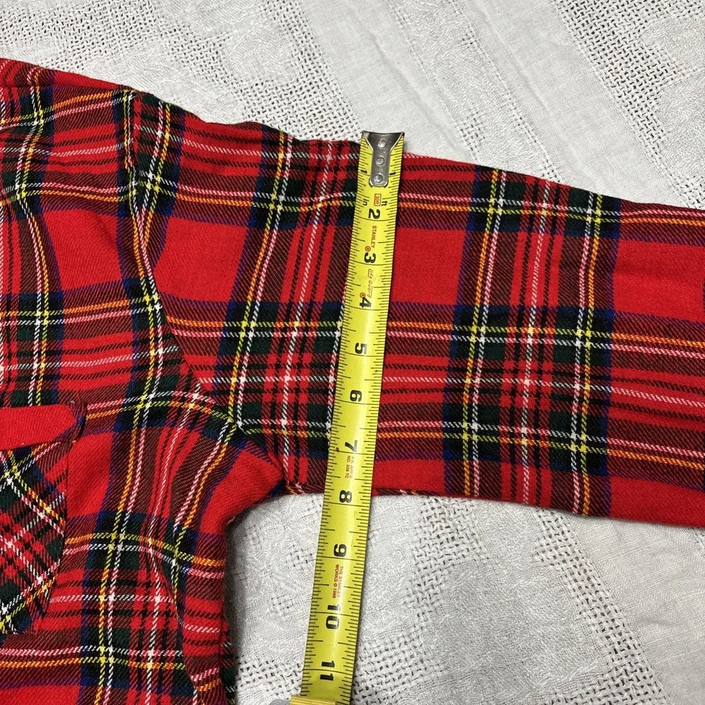 Vtg Sz L Henryk Shirt Mens Large Red Blue Plaid Button Up Wool Blend Made UK 90s